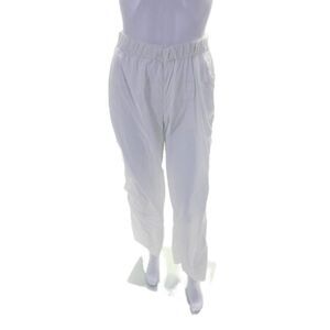 Riley Womens Ruched Elastic Waist Slip-On Straight Leg Pants White Size S